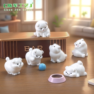 Micro-paysage créatif, figurine de petit chien blanc mignon, accessoires décoratifs DIY, mini ornements de bureau - Product Image 3