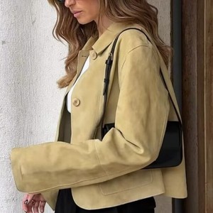 Women's Autumn Double-Pocket <b>Suede</b> Outerwear Fashion - Product Image 2