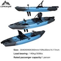 Kayak LSF 3,04 m pour une personne, propulsion par aileron, en HDPE, pour la pêche, le surf et la navigation, bateau de pêche