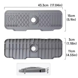 Tapis anti-éclaboussures pour robinet d'évier, tapis de drainage pliable à pente surélevée, tapis antidérapant pour savon pour évier - Product Image 2