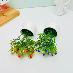Plante en pot miniature à perles milaneses, plante verte artificielle de 12 cm de hauteur, pot de fleurs décoratif pour la décoration de la maison et de la chambre - Product Image 3