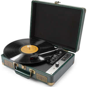 Tourne-disque vinyle portable personnalisé en usine, 3 vitesses, Bluetooth, USB, avec haut-parleurs intégrés, style vintage, pour la maison et les soirées - Product Image 1