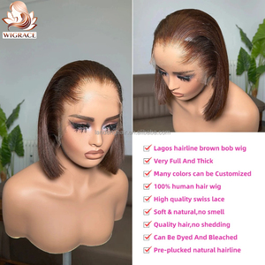 วิกผมบ๊อบสั้นทรง M สีน้ำตาล แบบไร้รอยต่อ ผมเวอร์จินแท้เวียดนาม เรมี่  13x4  แบบไม่ต้องใช้กาว  พร้อมเชือกผูกผมด้านหน้าแบบ HD  ทรงตรงธรรมชาติ - Product Image 3