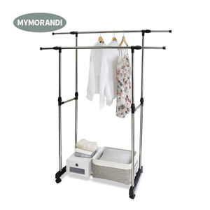 Allungabile panno del basamento doppio palo panno asciuga rack indumento rack di vestiti di essiccazione gancio - Product Image 3