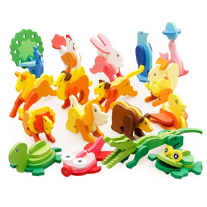 لوح ألغاز <span class=keywords><strong>3D</strong></span> خشبي على شكل حيوانات للأطفال تصميم مخصص بنظام مونتيسوري قطع لعبة ألغاز تعليمية للأولاد والبنات إصنعها بنفسك - Product Image 4