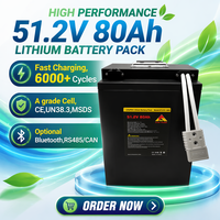 Batterie solide LiFePO4 51,2 V 80 Ah, 60 V 20 Ah, 72 V 30 Ah pour trottinette électrique, vélo électrique, moto, tricycle avec BMS et chargeur