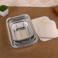 Barquette en aluminium rectangulaire avec couvercle, récipient alimentaire jetable en aluminium, boîte en aluminium, plateau de restauration pour la restauration rapide