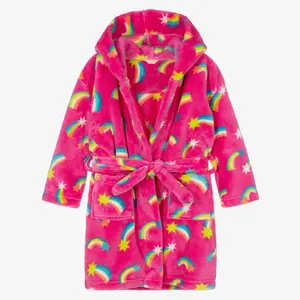 Atacado Design Personalizado Inverno Rosa Shooting Star Criança Meninas Noite Velo Robe