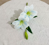 Bunga Lily Sutra 3D Real-Touch 2-Kepala, Bunga Tiruan Populer untuk Pernikahan, Hari Valentine, Paskah, Dekorasi Rumah