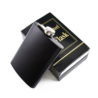Flacon d'alcool en acier inoxydable avec Logo personnalisé, 6 8oz, noir mat, Whisky, vin, bouteille, ensemble de boîtes, flacons à hanche, DD1047