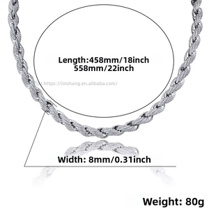 Hip-Hop Style 8mm Gold-Plated <b>Copper</b> <b>Chain</b> Twisted Necklace Diamonds Unique Fashionable Exaggerated - Product Image 4