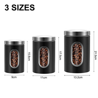 Ensemble de boîtes à thé, café et sucre en acier inoxydable, directement de l'usine, avec fenêtre transparente, couleur personnalisée, plusieurs tailles