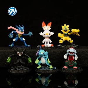 6 piezas Pokemoned figura dibujos animados transformar Sprigatito Rabsca <span class=keywords><strong>Cinderace</strong></span> Zeraora Dragapult Greninja muñeca estatua - Product Image 5