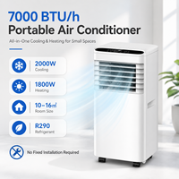 Climatiseur portable 7000 BTU pour la maison et les petites pièces |   Unité de climatisation mobile avec tuyau de refroidissement et d'évacuation