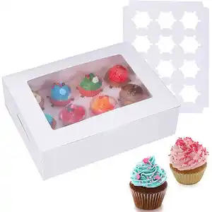 Scatola per Cupcake di carta artigianale per uso alimentare da asporto MINI scatole per Cupcake 12 con finestra