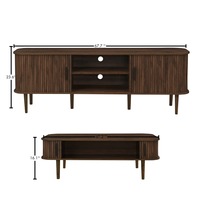 Table basse minimaliste en noyer pour salon, table centrale moderne de luxe avec étagères de rangement ouvertes