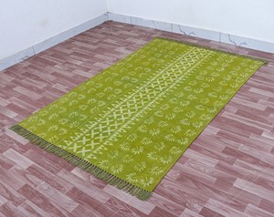 Organic Green Cotton Kilim <b>Rug</b> Handmade Luxury <b>Boho</b> Style Carpet Washable Non-Slip Travel Home Decor - Product Image 4