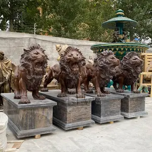 BLVE Spot Goods Outdoor Garden Life Size Metal Animal Sculpture Brass Bronze Roaring Lion Statue