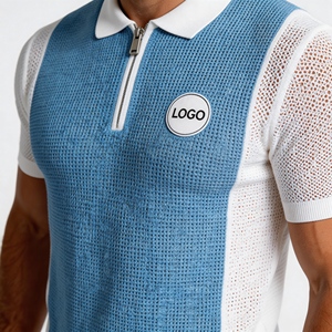 Suéteres Personalizados BSCI/WRAP para Hombre, Estilo Argentino, Tejido Waffle, <span class=keywords><strong>Jersey</strong></span> de Fútbol de <span class=keywords><strong>Punto</strong></span> Calado, 100% Algodón, Polo de Manga Corta - Product Image 1