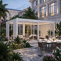 Pergola en aluminium imperméable intégrant un système de drainage par gouttière pour les projets de terrasses commerciales