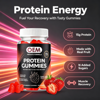 Gummies protéinés végétaliens 15g de protéines par portion Soutien nutritionnel quotidien Saveur fraise Gummies riches en protéines