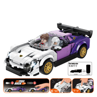 Voiture de course en plastique à rétrofriction, blocs de construction, lumières et sons, modèle de voiture de sport DIY, jouet éducatif pour enfants, cadeau de collection d'anniversaire