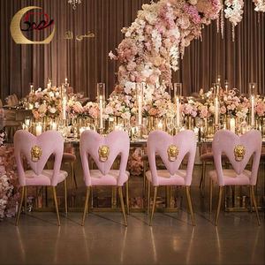 Chaise de banquet moderne en acier inoxydable et velours pour réceptions d'événements et banquets de mariage commerciaux - Product Image 1