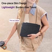 Étui en cuir multi-pliant à couverture intégrale pour iPad 10e génération A16 2025 A18 2026 avec clavier, multi-angles, ultra-fin et portable