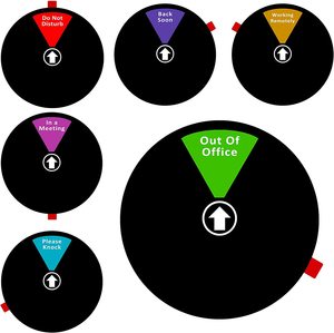 Targa Girevole per Porta Ufficio: Lavoro da Casa, Fuori Ufficio, Non Disturbare, Benvenuti, Sono Fuori per un Momento, In Riunione, Indicatore di Privacy - Product Image 4