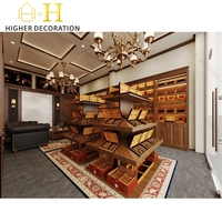 Meubles de salle à cigares personnalisés, salle à cigares luxueuse avec accès direct, vitrine élégante en verre pour boutique de tabac