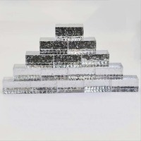 Briques de verre plaqué argent à motif de cristal glacé, briques de verre thermofusible, pare-feu, solide, construction