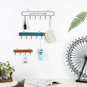 Master Gu Wall Hooks Wooden Wrought Iron 3 Hooks I Love My Home Modern Simple Entryway Kitchen Coat <b>Rack</b> - Product Image 2
