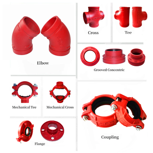 उच्च दबाव वाली आग संरक्षण ग्रोव कूलिंग फ्लैंज एडाप्टर 22.5 ° 45 ° 90 डिग्री कोहनी-टी-रिड्यूसर-पाइप-फिटिंग - Product Image 2