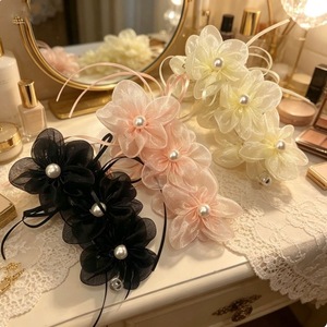 2026 New Light Luxury Elegant Mesh Flower Beaded <b>Bow</b> Hair <b>Clip</b> Hair Accessory Shark <b>Clip</b> - Product Image 1