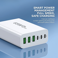 Chargeur rapide multi-appareils 65W GaN à 6 ports, adaptateur mural PD QC tout-en-un pour iPhone, iPad, Samsung et plus