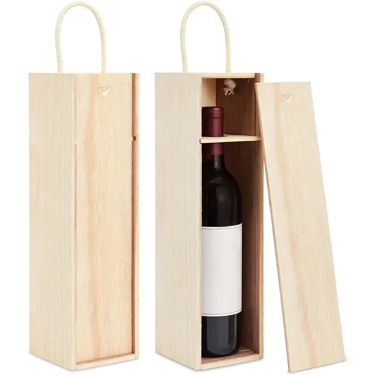 New Product Ideas 2023 Antique Wood Wine Box With Sliding Lid