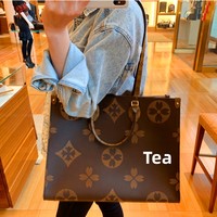Sac fourre-tout et sac à bandoulière pour femme, grande capacité, haut de gamme, imprimé floral, monogramme, en toile et PU, style urbain, pour le transport sous le bras, sélection transfrontalière