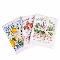 Essuie-tout de cuisine style ferme à motif personnalisé, imprimé floral et fruité aquarelle, en coton, pour la maison de campagne