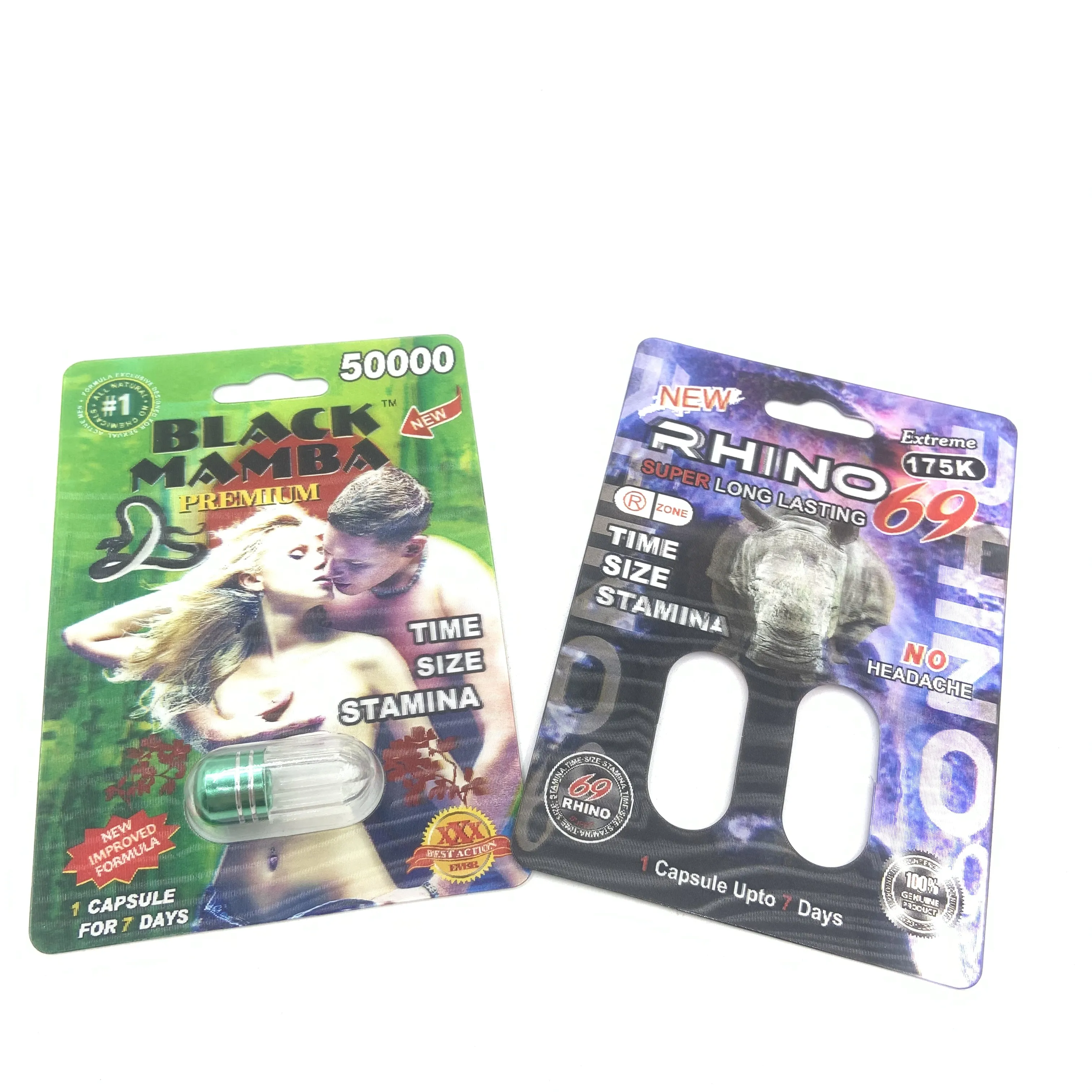 Rhinoカプセル男性強化ピル包装紙ディスプレイボックス3D Rhino69紙3Dカード在庫あり