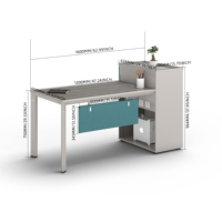 Poste de travail individuel de direction avec armoire latérale et chaise ergonomique – Mobilier commercial pour immeuble de bureaux