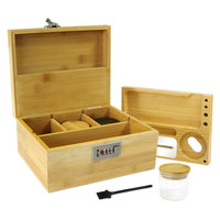 Kit d'accessoires magnétiques anti-odeur personnalisés boîte de rangement pour tabac boîte de rangement en bois de bambou avec plateau roulant et serrure