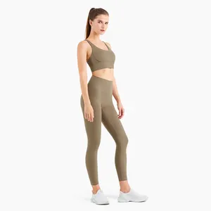 Wholesale 2 Piece Soft Yoga Set Back Pocket Gym Legging Sexy Women Sports Bra