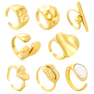 แหวนเปิดทรงเรขาคณิตสไตล์มินิมอลแบบยุโรปอเมริกัน  ทำจากสแตนเลสสตีล 18k  ของขวัญเครื่องประดับสำหรับทุกเพศ - Product Image 5