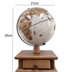 Globo Terráqueo <span class=keywords><strong>de</strong></span> Escritorio con Base <span class=keywords><strong>de</strong></span> Madera Sólida, 2 cm, <span class=keywords><strong>Mapa</strong></span> Mundial Vintage, Globo Educativo para Estudiantes, Regalo Empresarial - Product Image 2
