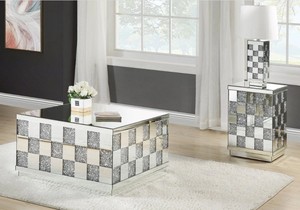 Vuông 4 mét nhân đôi Bàn cà phê với tinh thể bằng gỗ Set End bảng Glass Side bảng trong <span class=keywords><strong>MDF</strong></span> - Product Image 4