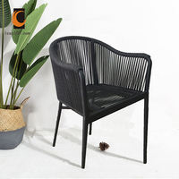 Chaise en corde d'extérieur pas chère, chaise en forme de tasse à café, mobilier d'hôtel, chaise de jardin en rotin tressé, chaise de salle à manger d'extérieur