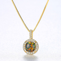 Collier en argent sterling S925 classique de luxe avec opale, cadeaux pour femmes, collier avec pendentif chaîne ronde