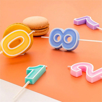 Vela Decorativa con Número de Cumpleaños en Color Caramelo KLS, Vela de Cera de Parafina de Estilo Dulce para Ramadán, Diwali, Halloween