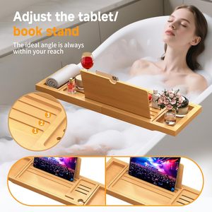 Set da Bagno in Bambù, Scaffale Estensibile per Vasca da Bagno e Doccia per Hotel e Uso Domestico - Product Image 3