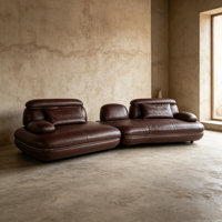 Canapé d'angle moderne en cuir véritable de luxe, grand tempérament, idéal pour la décoration de villas haut de gamme et de maisons entières